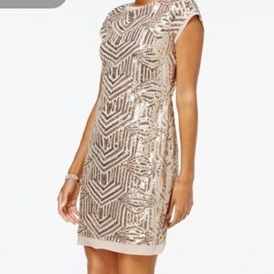 Vince Camuto gold sequin shift mini dress !!